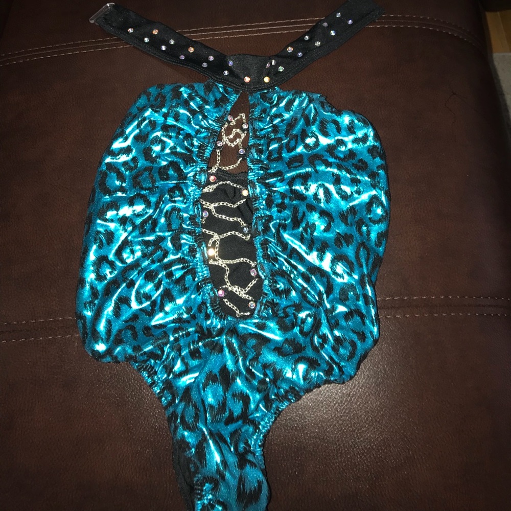 RAVE GOGO STRIPPER LEOPARD ANIMAL CHAIN BODYSUIT